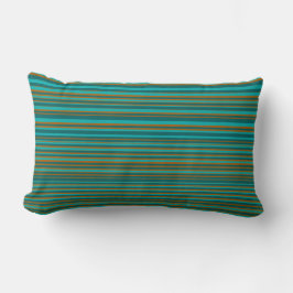 Turquoise & Oranje Simple Modern Stripes Kussen
