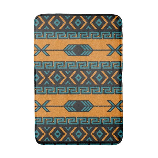 Turquoise Oranje Southwest Tribal Aztec Pattern Badmat (Voorkant Verticaal)