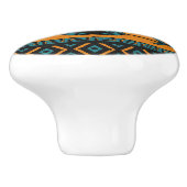 Turquoise Oranje Southwest Tribal Aztec Pattern Keramische Knop (Zijkant)