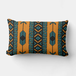 Turquoise Oranje Southwest Tribal Aztec Pattern Kussen