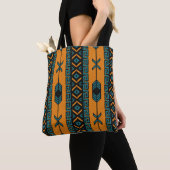 Turquoise Oranje Southwest Tribal Aztec Pattern Tote Bag (Dichtbij)