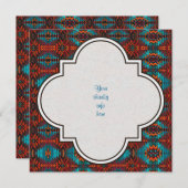 Turquoise & Oranje Southwestern Stijl Uitnodiging (Voorkant / Achterkant)