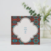 Turquoise & Oranje Southwestern Stijl Uitnodiging (Staand voorkant)