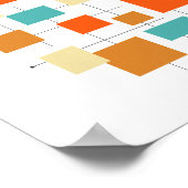 Turquoise Oranje Squares mid century Modern Poster (Hoek)