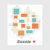 Turquoise Oranje Squares mid century Modern Sticker (Vel)