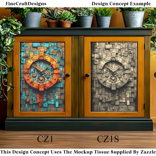 Turquoise & Oranje Steampunk CZ1 Decoupage Tissuepapier