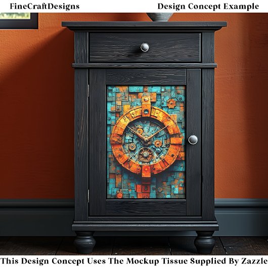 Turquoise & Oranje Steampunk CZ1 Decoupage Tissuepapier