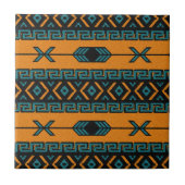 Turquoise Oranje Tribal Southwest Aztec Pattern Tegeltje (Voorkant)
