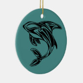Turquoise Orca Ceramic Ornament (Rechts)
