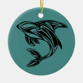 Turquoise Orca Ceramic Ornament (Voorkant)