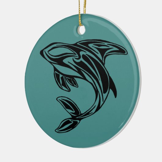 Turquoise Orca Ceramic Ornament (Links)