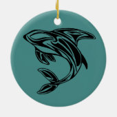 Turquoise Orca Ceramic Ornament (Achterkant)