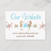 Turquoise Orchidee, Seahorses Bruiloft Website Inf Advieskaart (Voorkant)