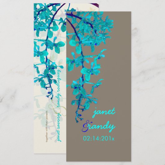 TURQUOISE ORCHIDEN/RENANTHERA/DIY-kleur Kaart (Voorkant / Achterkant)