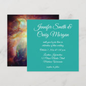 Turquoise Orion Nebula Space Foto Cosmic Wedding Kaart (Voorkant / Achterkant)