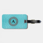 Turquoise Ostrich Skin Kijk op aangepaste bagage Bagagelabel (Achterkant horizontaal)