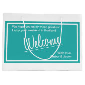 Turquoise Out of Town Gasten Welkom Trouwen Groot Cadeauzakje (Achterkant)