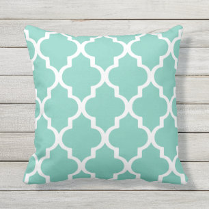 Turquoise Outdoor Kussens Quatrefoil Lattice