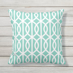 Turquoise Outdoor Kussens Twist Trellis Pattern
