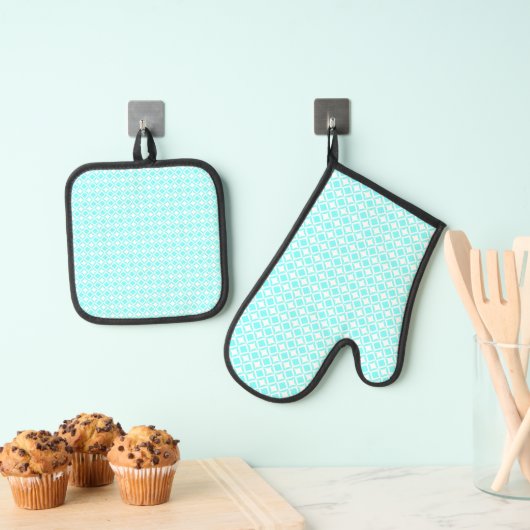 Turquoise Ovenwant & Pannenlap Set (Insitu(Ophanging))