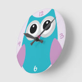 Turquoise Owl Clock Ronde Klok (Hoek)