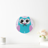 Turquoise Owl Clock Ronde Klok (Huis)