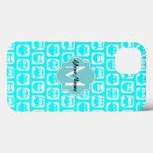 Turquoise Owl Pattern Aqua Persoonlijke naam Case-Mate iPhone Case (Achterkant (horizontaal))