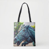 Turquoise Paard Antiek Aziatisch Standbeeld Foto S Tote Bag (Voorkant)