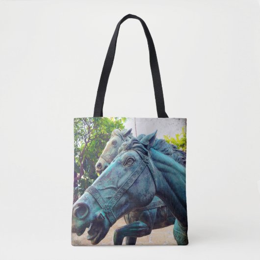 Turquoise Paard Antiek Aziatisch Standbeeld Foto S Tote Bag (Voorkant)