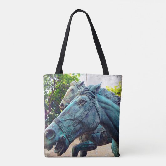 Turquoise Paard Antiek Aziatisch Standbeeld Foto S Tote Bag (Achterkant)