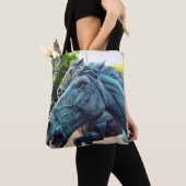 Turquoise Paard Antiek Aziatisch Standbeeld Foto S Tote Bag (Dichtbij)