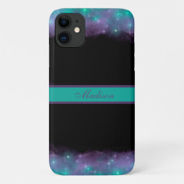 Turquoise Paars Black Cloudy Galaxy en Stars Case-Mate iPhone Case