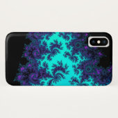 Turquoise Paars Fractal Lace iPhone X Hoesje (Achterkant (horizontaal))