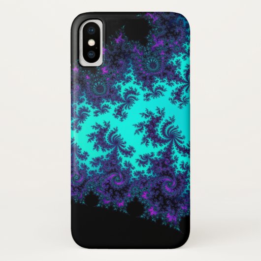 Turquoise Paars Fractal Lace iPhone X Hoesje (Achterkant)