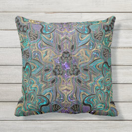 Turquoise Paars Gold Mandala Sierkussen