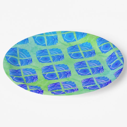 Turquoise, Paars, Green Boho Peacocks Pattern Papieren Bordje (Gekanteld)