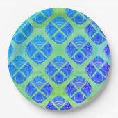 Turquoise, Paars, Green Boho Peacocks Pattern Papieren Bordje (Voorkant)