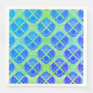 Turquoise, Paars, Green Boho Peacocks Pattern Servet