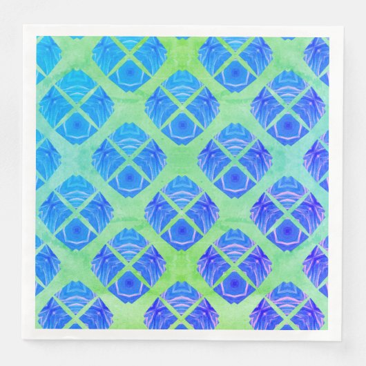 Turquoise, Paars, Green Boho Peacocks Pattern Servet (Voorkant)