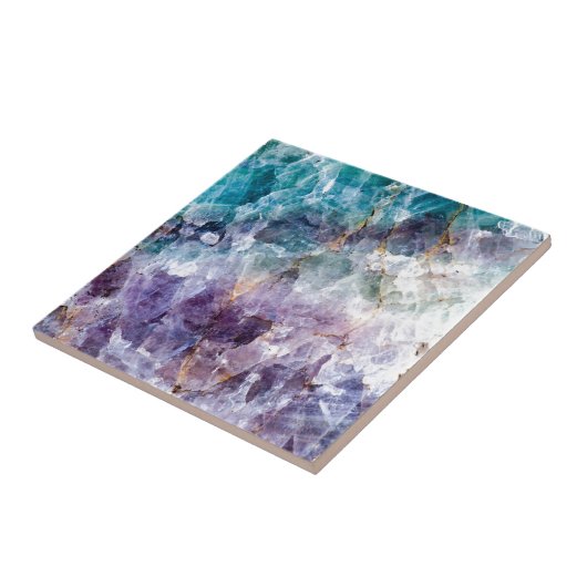 Turquoise & Paars kwarts Crystal Tegeltje (Zijkant)