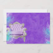 Turquoise Paarse Afro Puff Baby shower Waterverf Kaart (Achterkant)