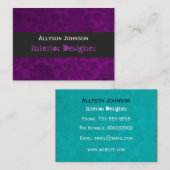 Turquoise & Paarse binnenlandse DesignerBusiness C Visitekaartje (Voorkant / Achterkant)