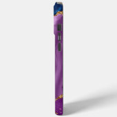 Turquoise Paarse Blauw Gouden Glitter Marmer Case-Mate iPhone Case (Achterkant / Links)