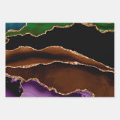 Turquoise Paarse Blauw Gouden Glitter Marmer Inpakpapier Vel (Voorkant 2)