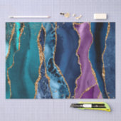 Turquoise Paarse Blauw Gouden Glitter Marmer Tissuepapier (Craft)