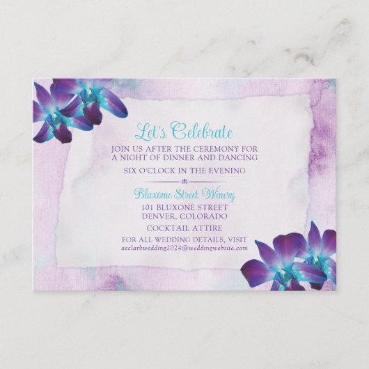 Turquoise Paarse Blauwe Dendrobium Orchidee Bruilo Informatiekaartje (Voorkant)