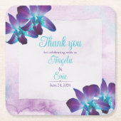 Turquoise Paarse Blauwe Dendrobium Orchidee Bruilo Kartonnen Onderzetters (Voorkant)