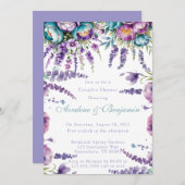 Turquoise Paarse Bloemen Paren Douche Kaart (Voorkant / Achterkant)