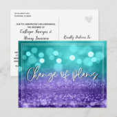 Turquoise Paarse Bokeh: verandering van plannen br Briefkaart (Voorkant / Achterkant)