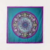Turquoise Paarse Celtic Mandala Wall Tapestry Wandkleed (Voorkant (horizontaal))